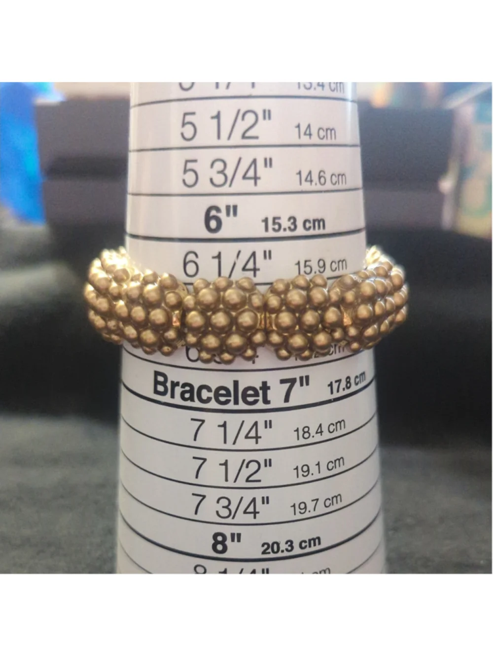 Gold Tone Bead Cluster Stretchy Elastic Statement Bracelet